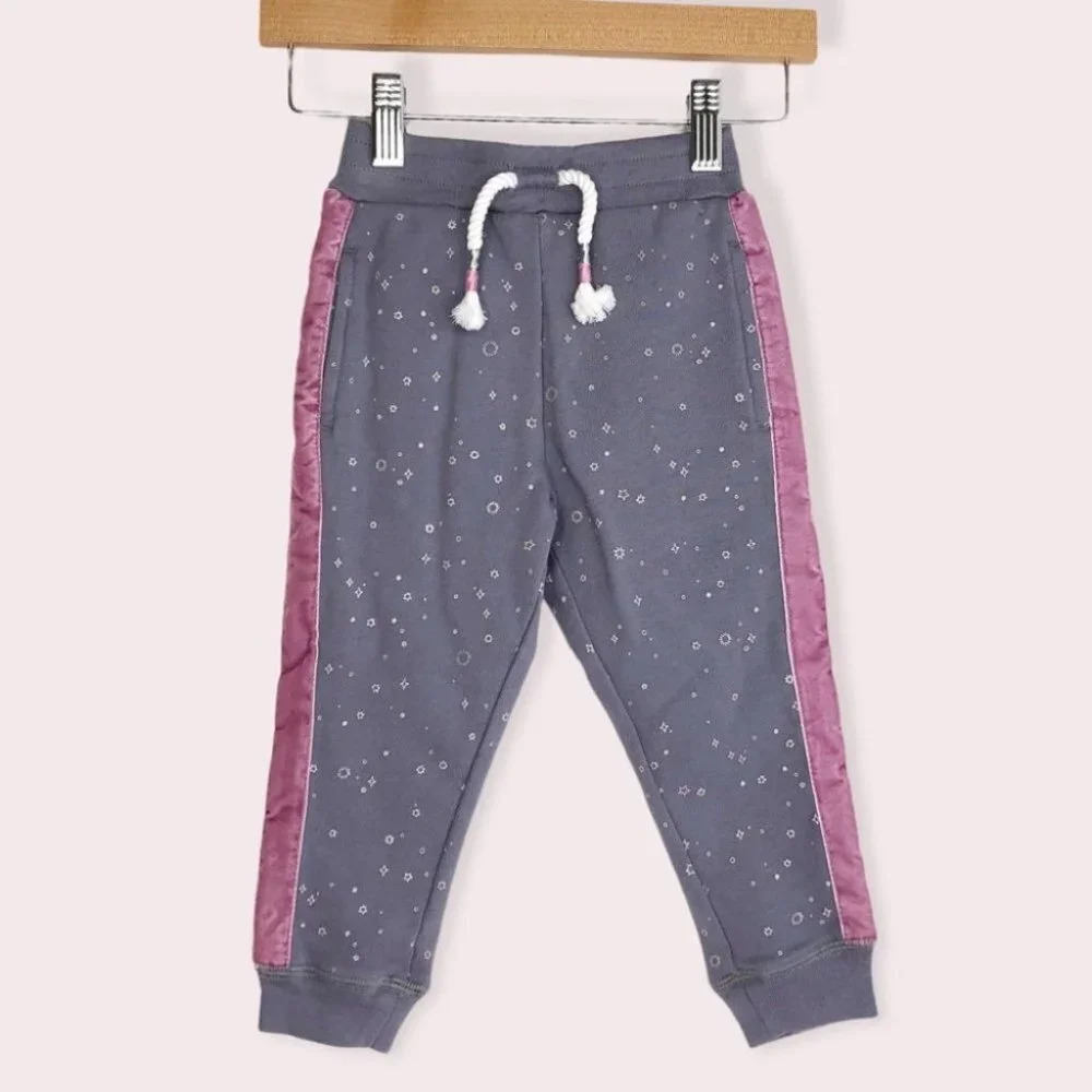 NWT Peek joggers Tina side stripe gray stars size 2T‎